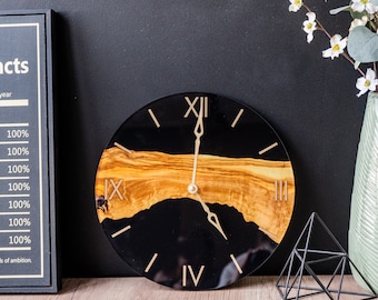 Wood resin clock, Epoxy wall clock, Oversized wall clock, Epoxy resin clock, Modern wall clock, Wall clock unique, Large wall clock