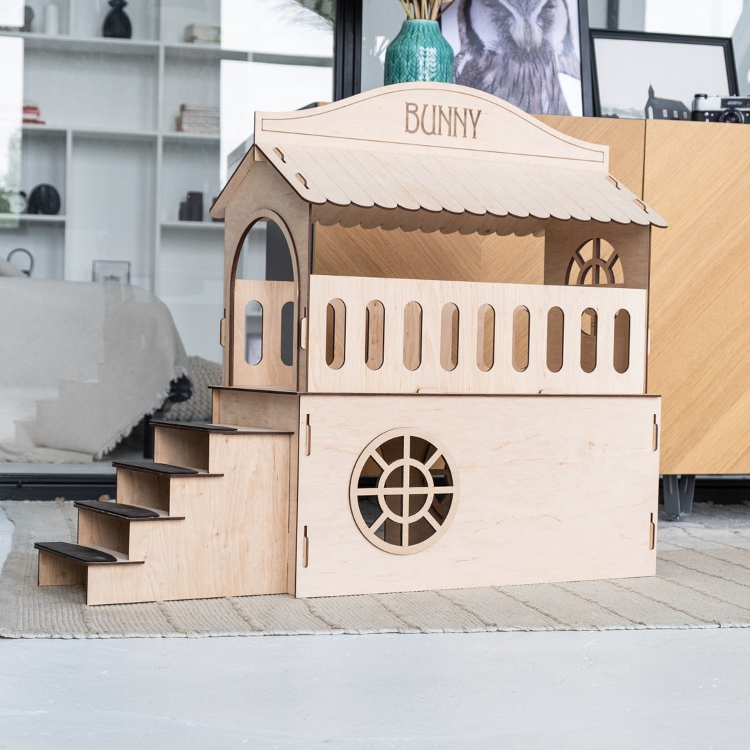Bunny House Indoor, Rabbit Castle Large, Rabbit House Wood, Rabbit House Furniture, Modern