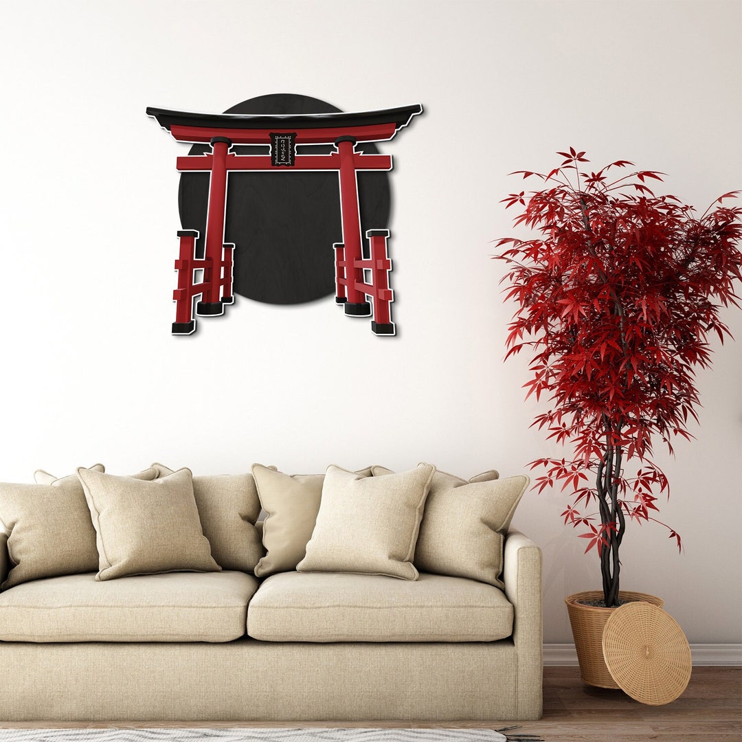 Torii Gate Art, Japanese Gate Art, Shinto Shrine Wall Art, Kanji Wall