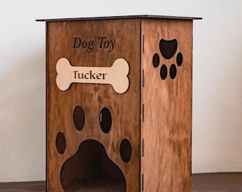 Caja de juguetes para perros con tapa, Caja de juguetes para perros con nombre, Caja de juguetes para perros de madera personalizada, Almacenamiento de juguetes para perros, Papelera de juguetes para perros grande, Cesta de almacenamiento para mascotas, Cofre de juguetes para perros