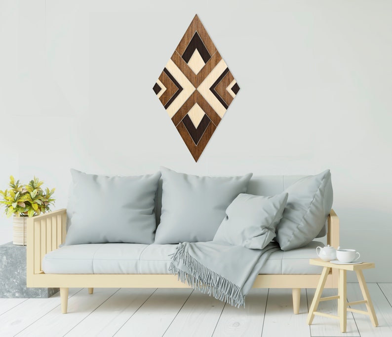 Native Wood Wall Art Geometric Wood Wall Decor Reclaimed Etsy