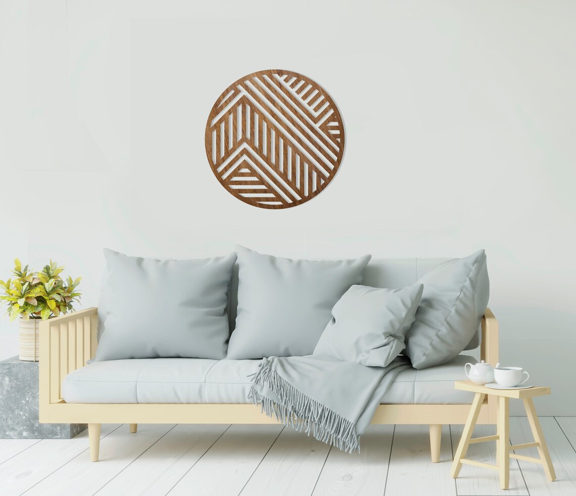 Geometric Wood Wall Art Circle Wood Wall Art Modern Wood Etsy