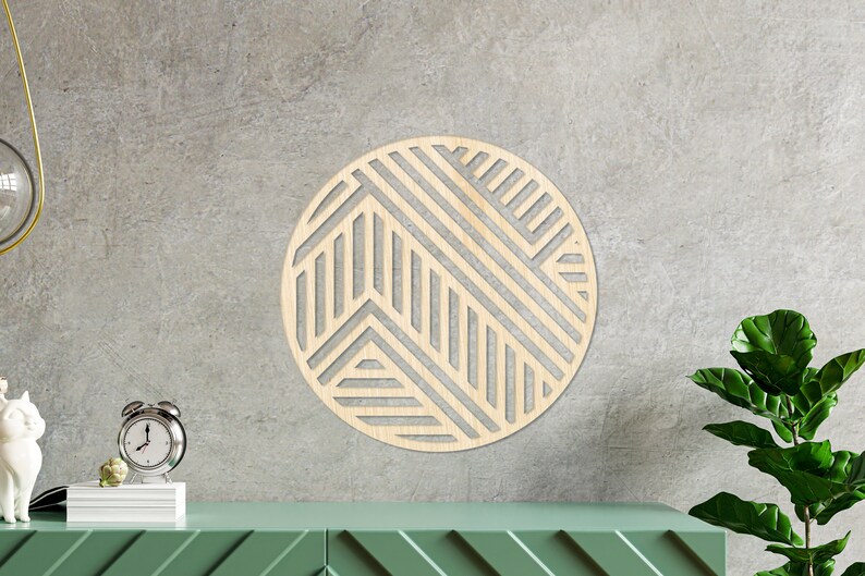 Geometric Wood Wall Art Circle Wood Wall Art Modern Wood Etsy