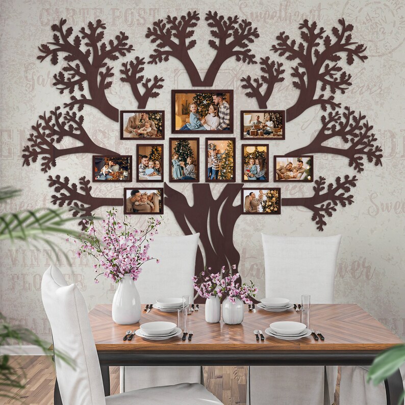 Wooden Family Tree Photo Frames, Tree of Life With Picture Frames
