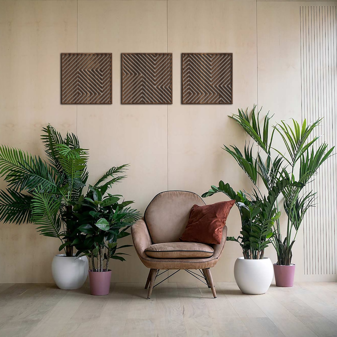 Wood Wall Art Set of 3, Geometric Wood Wall Art Set, Geometric Wood ...