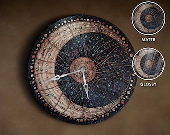 Sun and moon clock, Moon wall clock, Lunar clock, Celestial wall clock, Bronze wall clock, Bohemian clock, Unique clock, Decorative clock