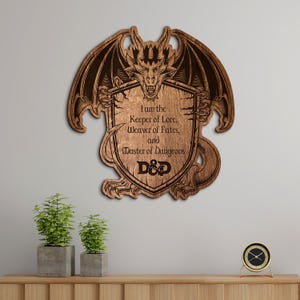 Dungeons And Dragons Wall Art, Personalized DND Sign, Wooden Fantasy Wall Plaque, Dungeon Master Gift, Game Room Wall Decor,Dragon Wall Sign