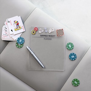 Tablero de puntuación para noches de juegos, Rastreador de puntuación personalizado para noches de juegos, Marcador acrílico, Marcador de borrado en seco, Regalo para noches de juegos familiares, Hoja de puntuación de juegos
