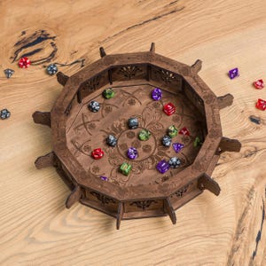 Wooden dice rolling tray, DnD dice box, Large dice tray for tabletop games, Dice organizer, Dice holder for Dungeons and Dragons sessions