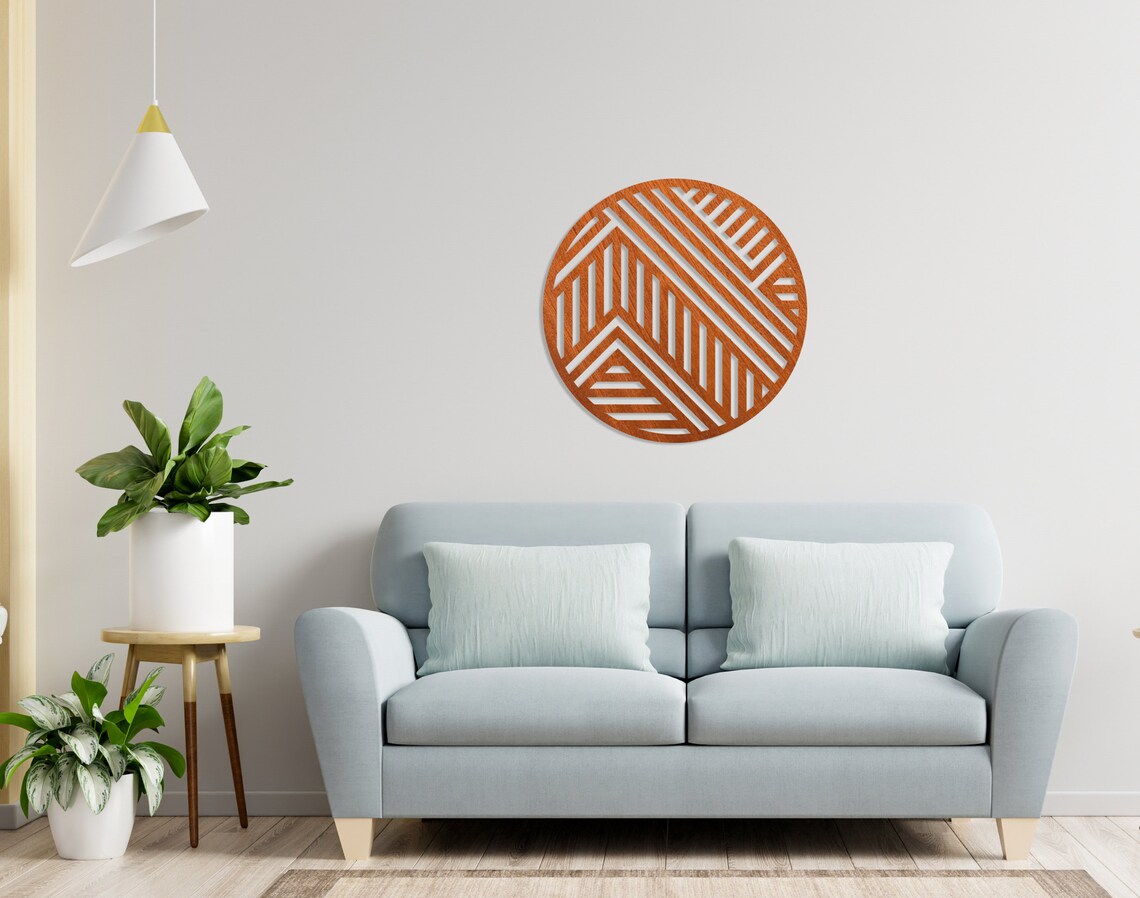 Geometric Wood Wall Art Circle Wood Wall Art Modern Wood Etsy