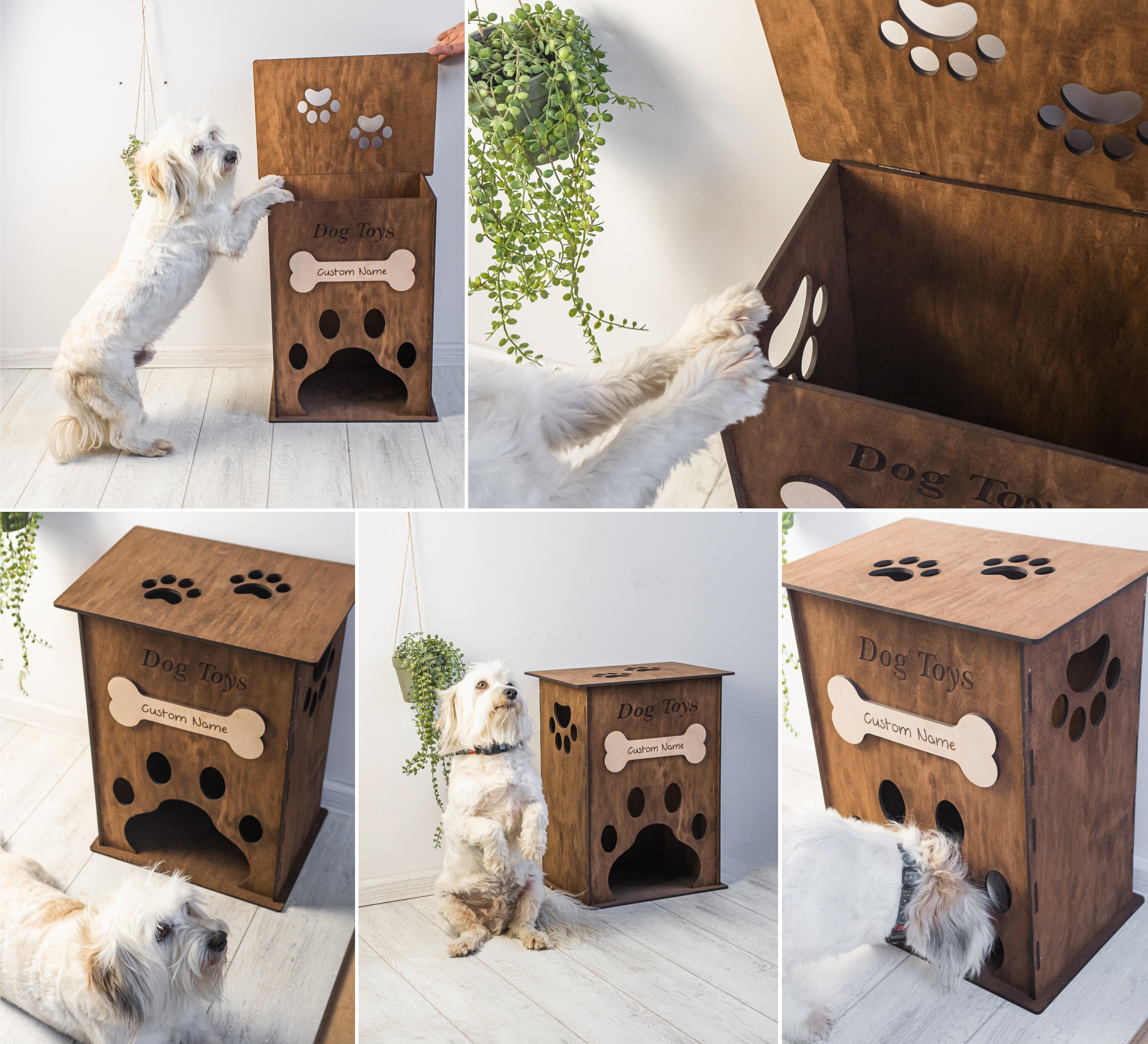 Dog Toy Box With Lid, Dog Toy Box With Name,dog Toy Box Wood ...