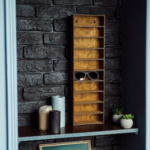 Sunglasses wall holder, Sunglass organizer, Sunglass display, Sunglasses shelf, Sunglasses case wood, Sunglasses rack, Eyeglasses Storage