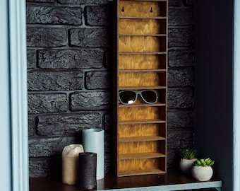 Sunglasses wall holder, Sunglass organizer, Sunglass display, Sunglasses shelf, Sunglasses case wood, Sunglasses rack, Eyeglasses Storage