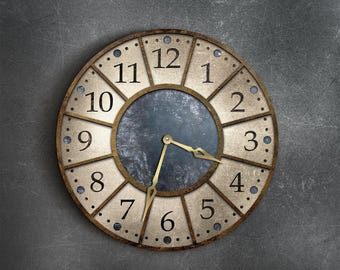 Orologio da parete in stile industriale, Orologio da parete rustico, Orologio da parete in stile fattoria, Orologio da parete retrò, Orologio in stile antico, Orologio insolito, Orologio da parete grande