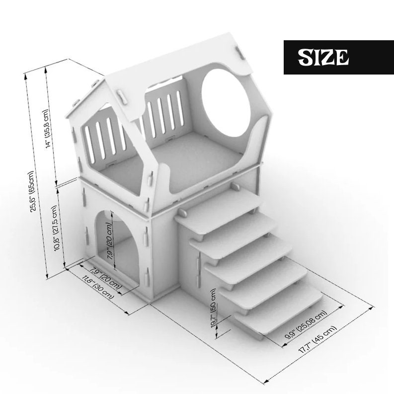 Two Story Cat House Cat House Wood Cat House Indoor Bunny Etsy Australia