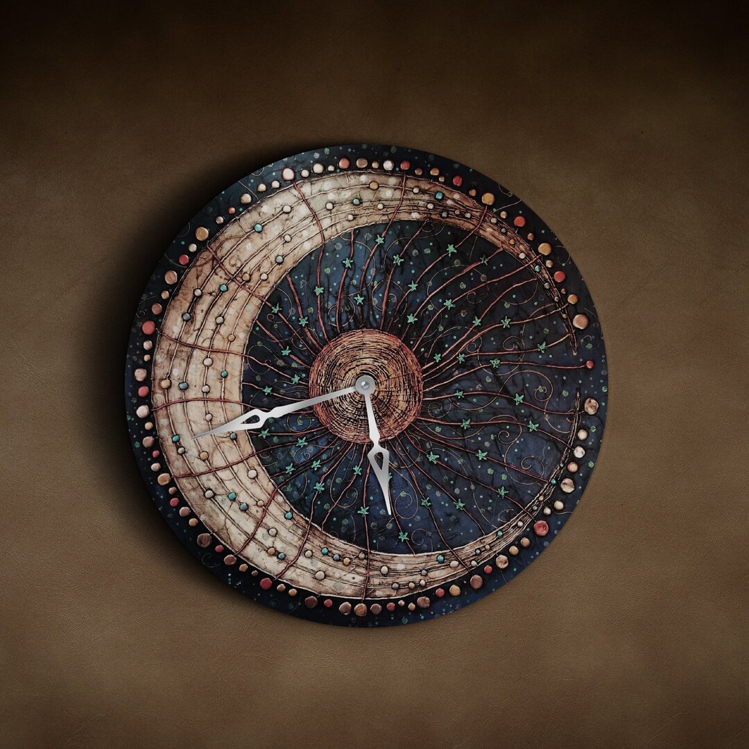 Sun and Moon Clock, Moon Wall Clock, Lunar Clock, Celestial Wall Clock