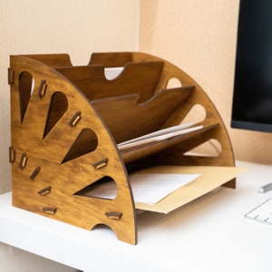 Office desk organizer wood, Document holder desk, Document rack, Document storage, Magazine rack table, Desk stand organizer, A4 Organizer