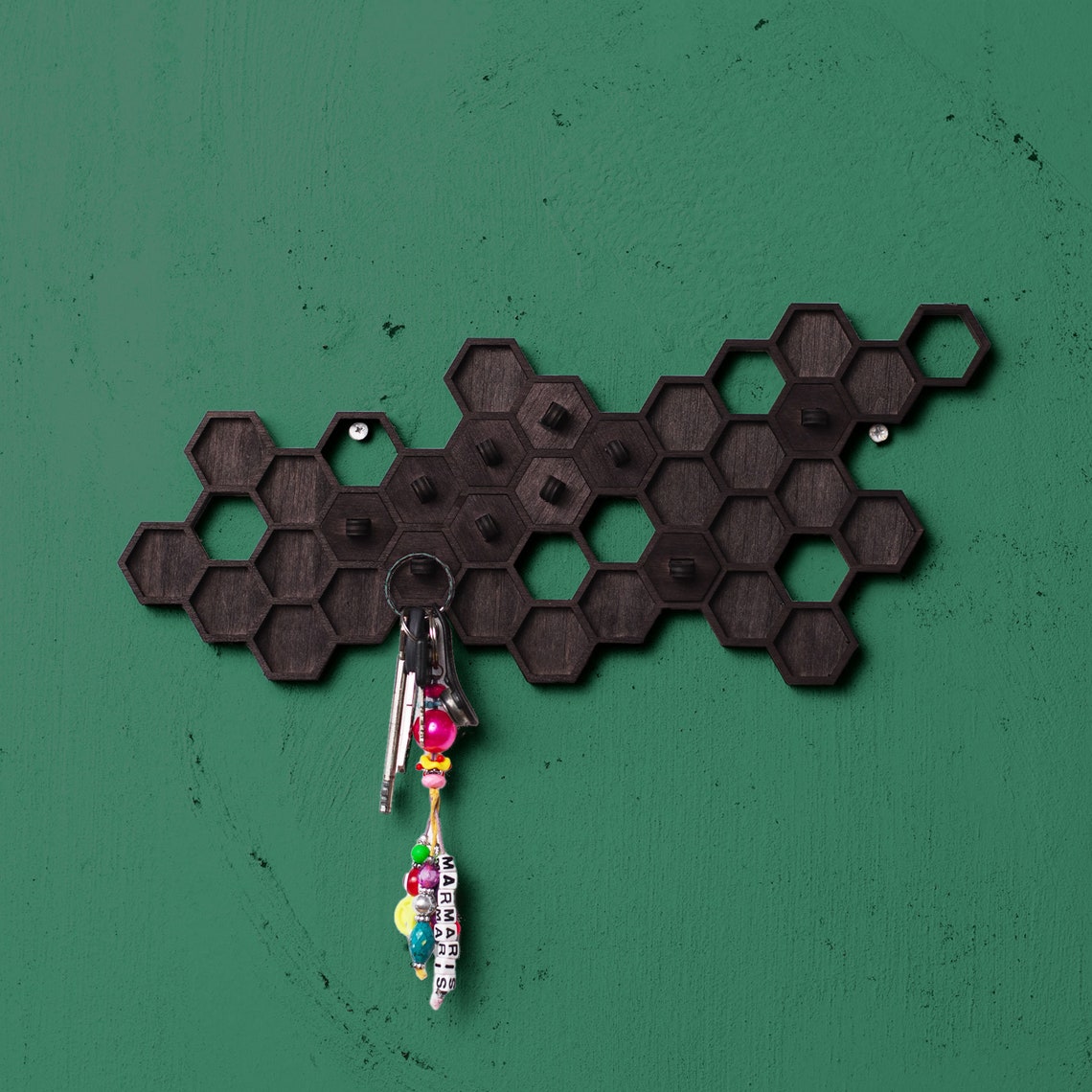Hexagon Key Holder, Key Holder, Key Holder Wood, Key Holder