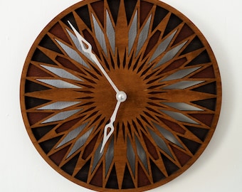 Native clock, Southwest clock,Wooden wall clock,Wall clock unique,Boho clock,Art deco wall clock,Geometric wall clock,Native americans decor