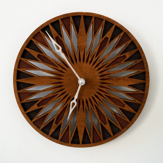 Native clock, Southwest clock,Wooden wall clock,Wall clock unique,Boho clock,Art deco wall clock,Geometric wall clock,Native americans decor