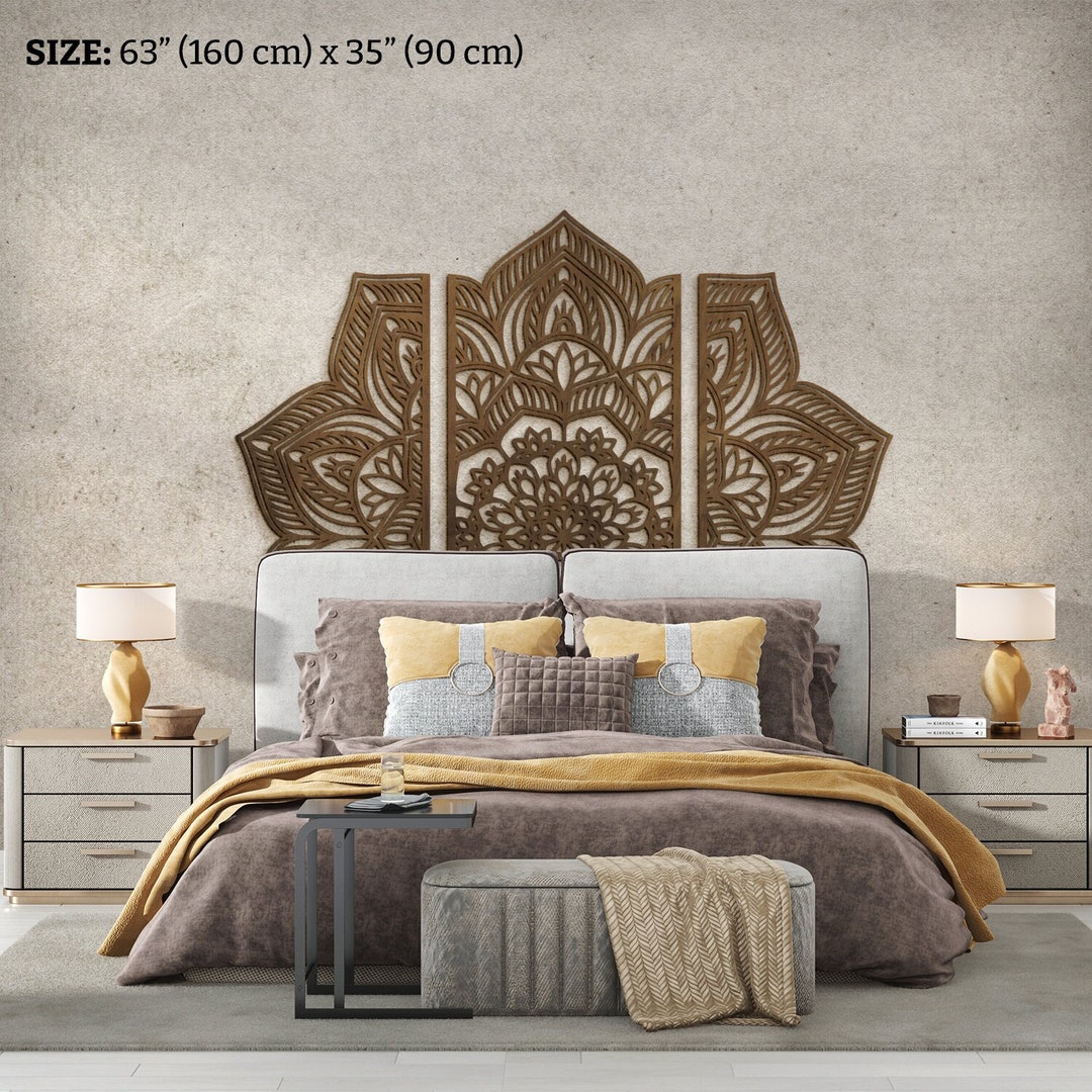 Mandala King Headboard, Mandala Bed Decor, Half Moon Headboard, Bed