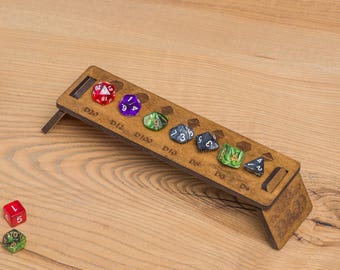 Dice display rack, Dice display stand, Wooden dice holder, Dnd dice organizer, DnD dice holder, Dnd dice storage, Dice organizer for rpg