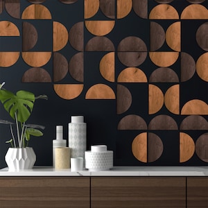 Half circles wall decor, Half circle wood wall art, Textured wood wall art, Mid century wood wall art, Geometric wood panel, 3d wall panels