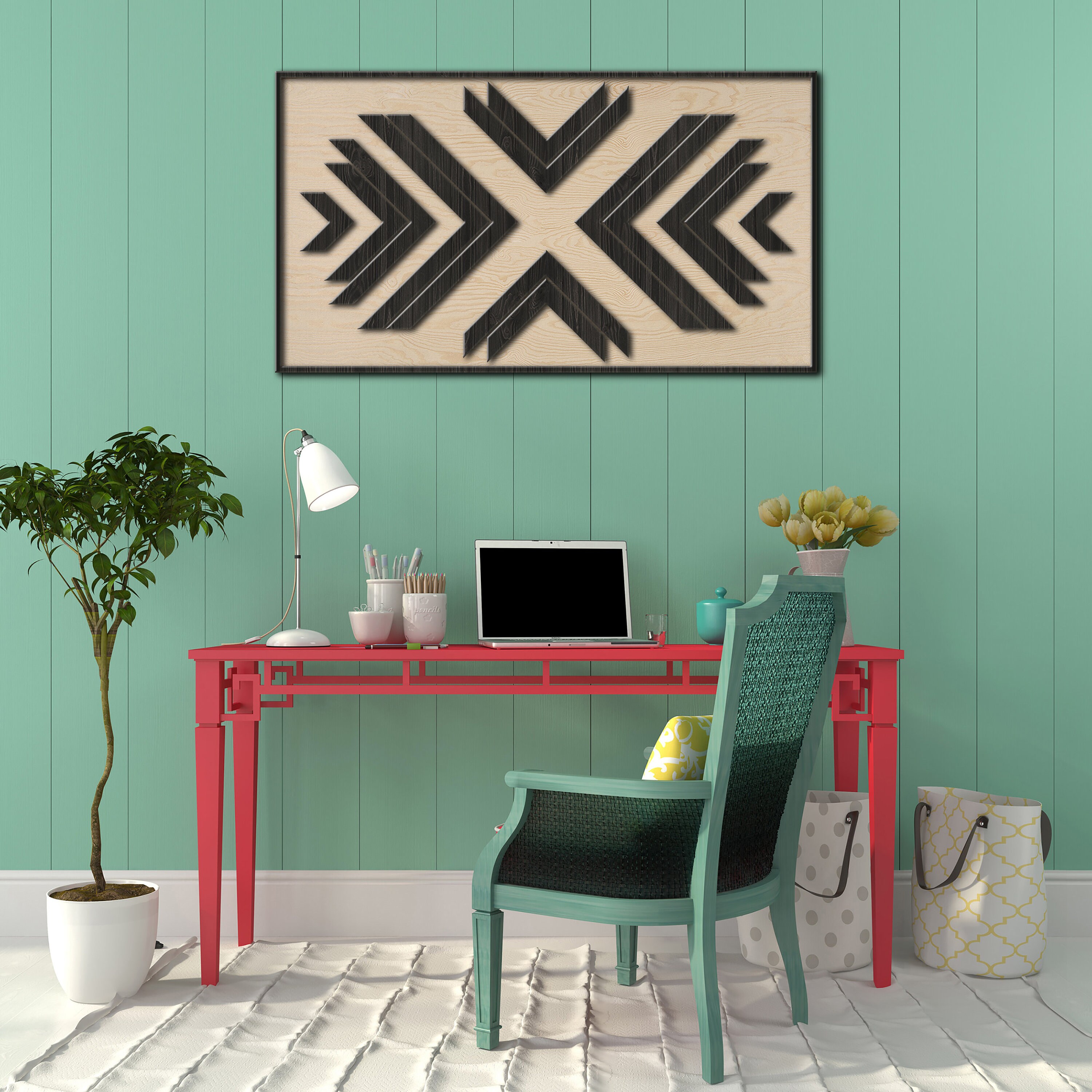 Native Wood Wall Art Native Wall Decor Chevron Wood Wall Etsy