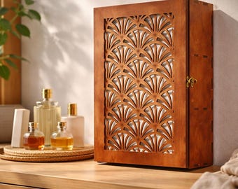 Wall Perfume Cabinet,Perfume Organizer,Fragrance Organizer,Wood Wall Cabinet,Perfume Display,Cologne Rack,Vanity Organizer,Perfume Storage