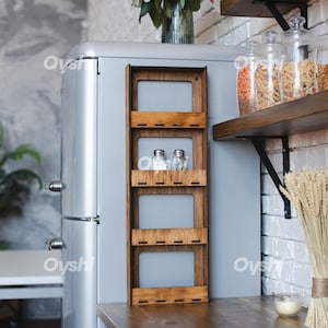 Spice rack wall mount, Hanging spice rack, Wooden spice rack, Spice display stand, Spice organizer, Spice storage, Kitchen organizer
