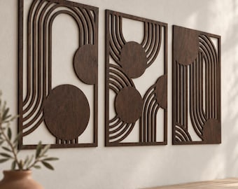 Abstract Circles Geometric Wood Art, Geometric Wall Art, Wooden Wall Decor, Abstract Wood Wall Art, Modern Geometric Decor