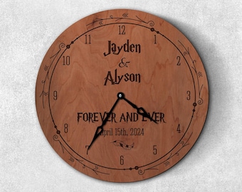 Custom wizard wood wall clock, Wizardry theme wall clock, Forever and ever wall clock, Personalized wall clock, Oversized clock, Wizard gift