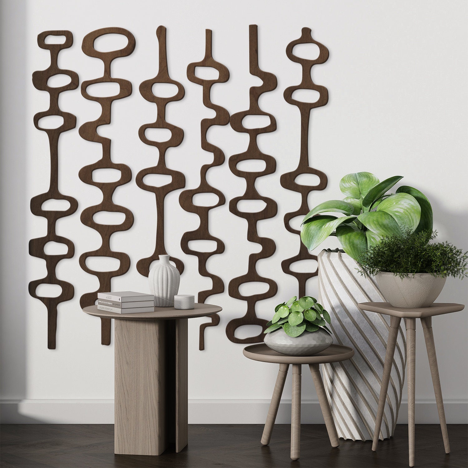Mid Century Modern Wood Wall Panels, Retro 70s Wall Art Wooden, 3d Wood ...