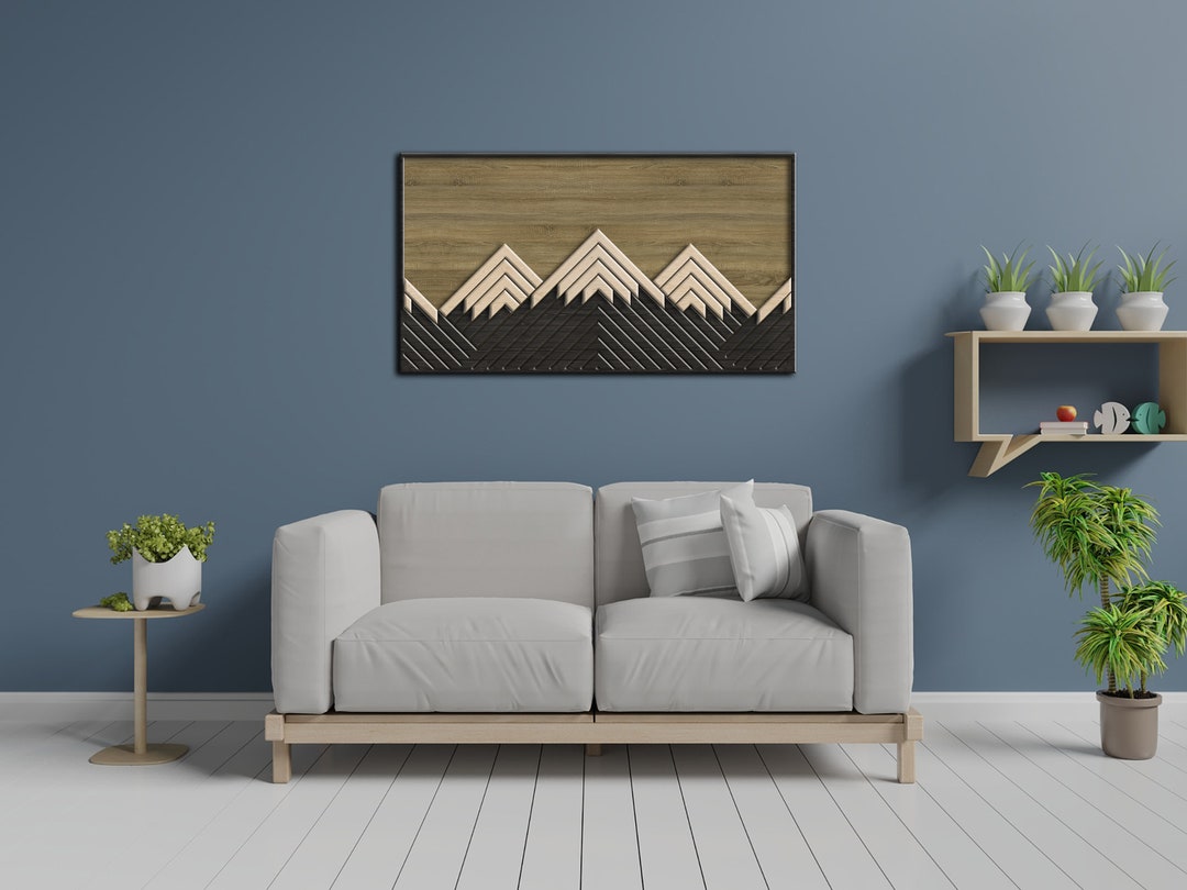 Rustic Mountain Wood Wall Art Rustic Mountain Wood Art Etsy