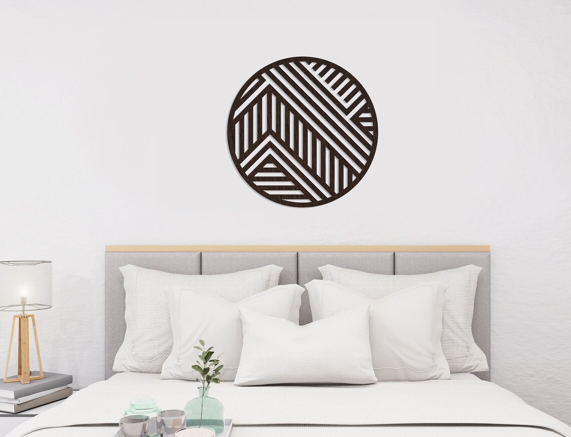 Geometric Wood Wall Art Circle Wood Wall Art Modern Wood Etsy