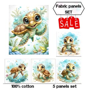 Baby Schildkröte Patchworkstoff, Stoffreste Meerestiere, Meerestiere Stoffreste, Meerestiere Stoffreste im Angebot
