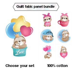 Faultier Stoffpanele zum quilten, Faultier Quilt Stoffpaket, Babydecke Stoff