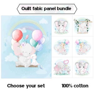 Baby Elefant Stoff Panel, Baby Quilt Panele Stoff, Baby Baumwollstoff für Babydecke
