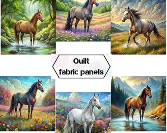 Paardenstoffen panelen voor quilts, Leuke stoffen panelen voor quilten, Op maat gemaakte paardenquiltstof