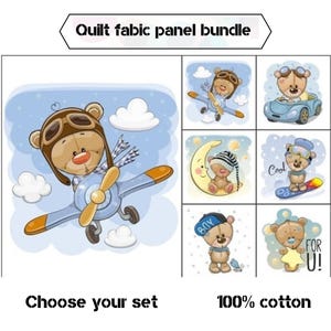 Baby Bär Baumwollstoff Panel zum Quilten, Baby Jungen Quilt Stoffpaket, Kinderstoffpaket