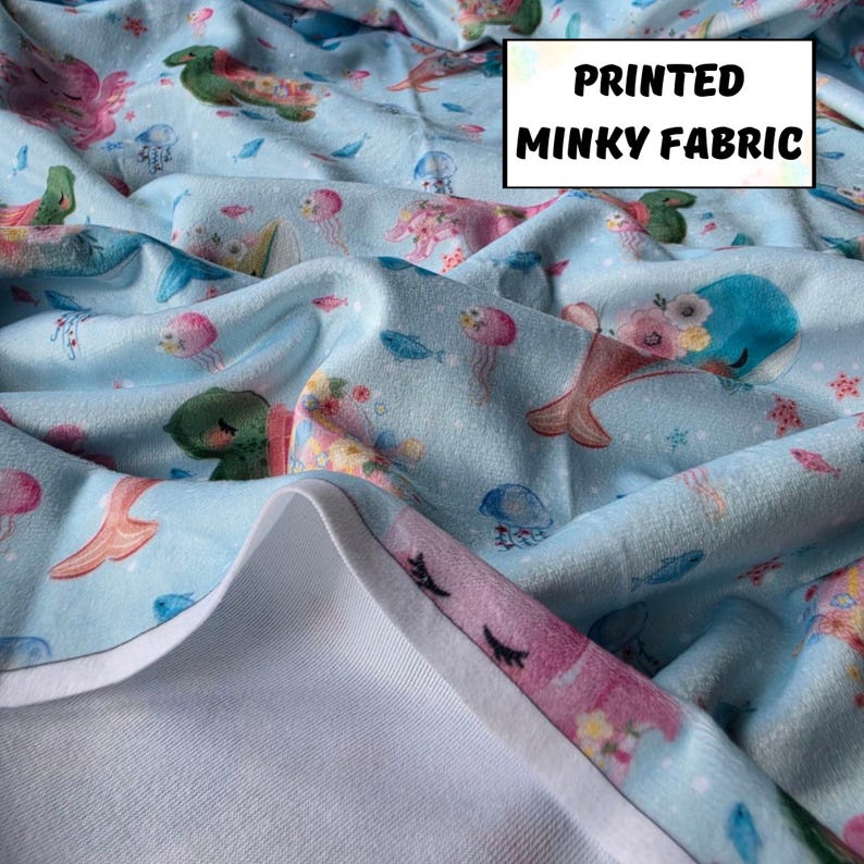 Sea turtle nautical fabric panels for baby quilts, Baby ocean quilt panels fabric, Cute octopus dolphin quilt fabric bundle image 8