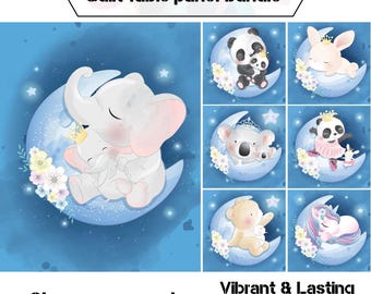 Baby Stoff Panels mit Elefanten, Baby Bär, Einhorn, Hase Quilt Stoffe