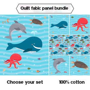 Walstoff für Quilten, Meeresschildkröten Stoff für Quilting, Stoffpaket für Kinderdecke, Meeresschildkrötenstoff