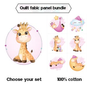 Baby Giraffe Rosa Quilt Stoff, Neuheit Baby Quilt Stoffpaket für Mädchen, Fabric Panels für Baby Quilts