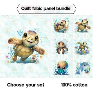 Meeresschildkröten Stoff für Baby Quilts, Stoffkette für Baby Quilt, Stoffpaket für Delfin Kinderdecke