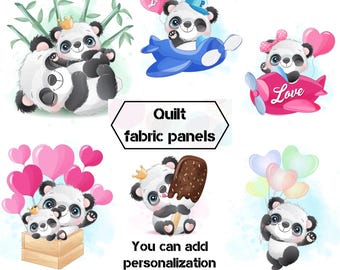 Panda Stoffpanel zum Quilten, Baby Stoffpanel für Quilts, niedlicher Quiltstoff