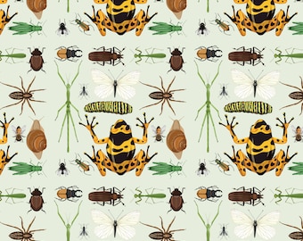 Frog fabric by the yard, Cute fabric fat quarters, Quilting fabric baby, Cute frog blanket fabric
