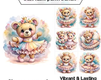 Baby Mädchen Quilt Stoff, Süße Bären Stoff Panels zum quilten, Baby Ballerina Tierprint Stoffpaket, Quilt Stoffpaket