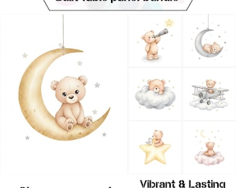 Cute baby bear fabric for quilting, Baby quilt panels fabric, Childrens quilt fabric bundle