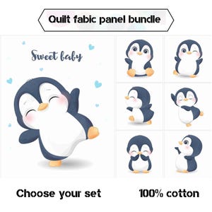 Pinguin Baby Quilt Stoff Panel, Süßer Tier Druck Stoff zum Quilten, Baby Quilt Stoffpaket